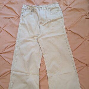 White Mid rise cutoff jeans